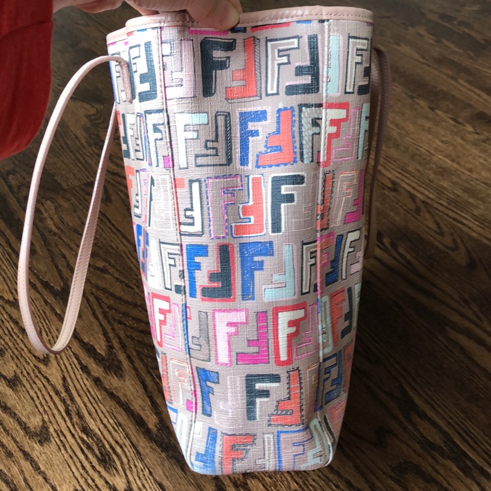 Fendi Multicolor FF Logo Tote - Beige, Pink, Blue, Black, Orange - Picture 4 of 13